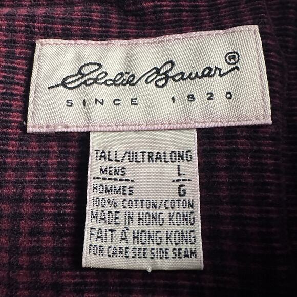 Eddie Bauer Men’s Plaid Corduroy Button-Down Long Sleeve Shirt Large - Picture 10 of 11